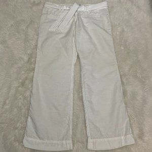 Converse One Star White Cotton Linen Beach Pant with waist Tie Belt Size 14